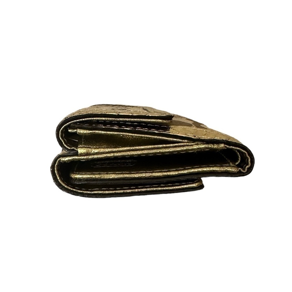 Coach Signature Patchwork Snakeskin Mini Wallet In Khaki/Gold RARE New With Tags - Picture 9 of 15